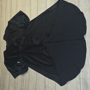 New York & Company Women's Wrap Front Satin High Low Dress Black Size M NWOT